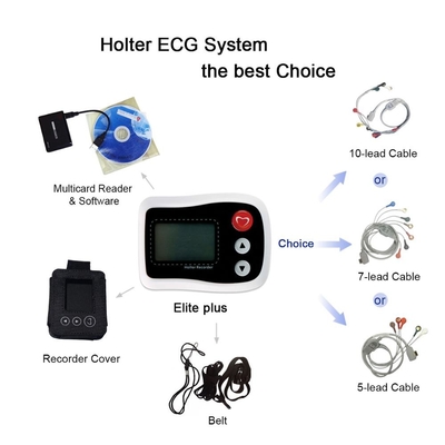 0.05-60HZ Holter ECG Monitor 12 کانال / 3 کانال با ضبط کننده های سفید ارتباط برقرار می کند